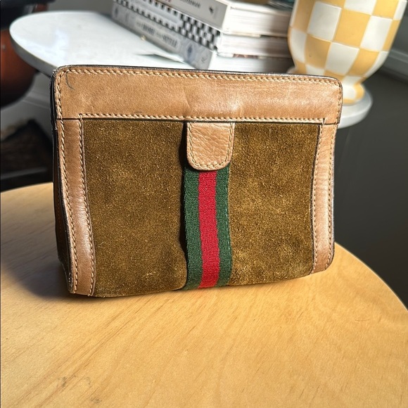 Gucci Brown Suede Cosmetics Bag - Picture 1 of 6